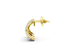 Yellow gold Pavé Round Diamond Huggie Earrings with Prong Setting_1