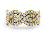 Yellow gold Pavé Round Diamond Infinity Twist Band with Shared Prong Setting