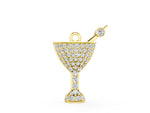 Yellow gold Pavé Round Diamond Martini Glass Pendant with Bezel Prong Setting