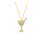 Yellow gold Pavé Round Diamond Martini Glass Pendant with Bezel Prong Setting_1
