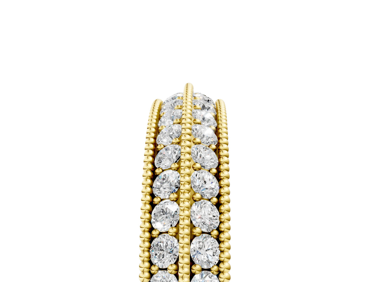 Yellow gold Pavé Round Diamond Milgrain Eternity Band_5