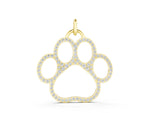 Yellow gold Pavé Round Diamond Paw Pendant