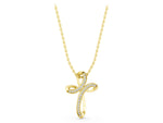 Yellow gold Pavé Round Diamond Prong Cross Pendant_1