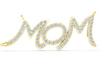 Yellow gold Pavé Round Diamond Script Pendant with Prong Setting