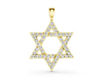 Yellow gold Pavé Round Diamond Star Pendant with Four-Prong Setting