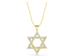 Yellow gold Pavé Round Diamond Star Pendant with Four-Prong Setting_1