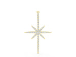 Yellow gold Pavé Round Diamond Starburst Pendant with Prong Setting