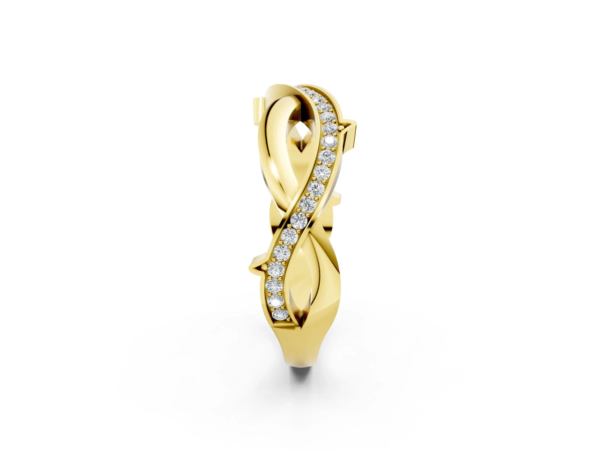 Yellow gold Pavé Round Diamond Twist Band with Channel Setting_2