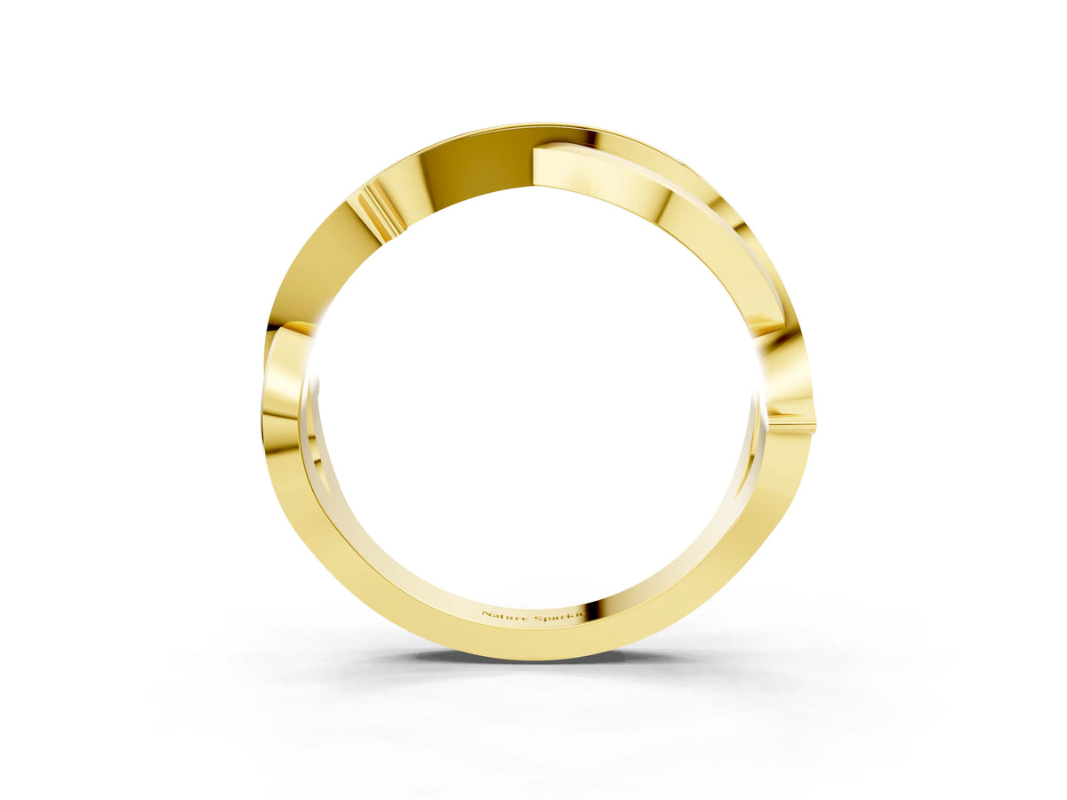 Yellow gold Pavé Round Diamond Twist Band with Channel Setting_3