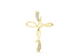 Yellow gold Pavé Round Diamond Twist Cross Pendant