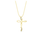 Yellow gold Pavé Round Diamond Twist Cross Pendant_1