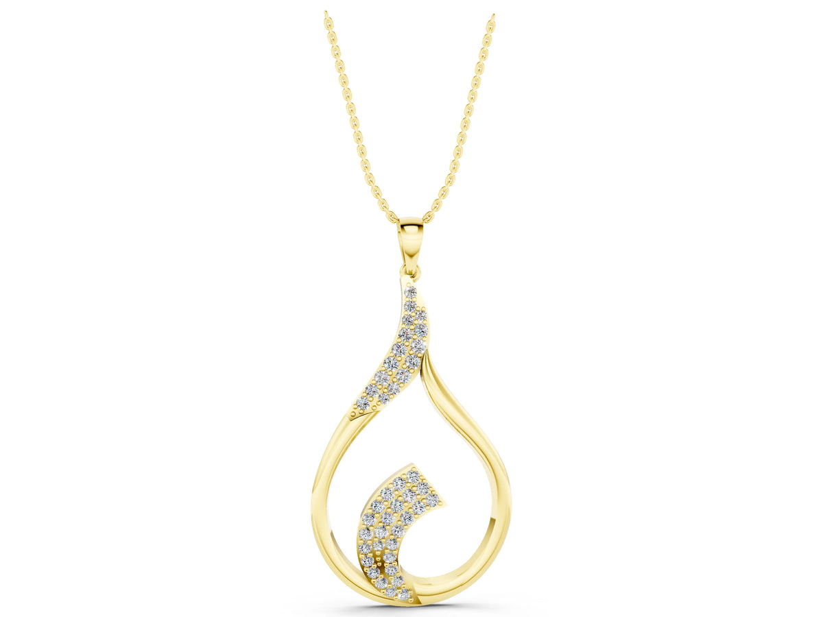 Yellow gold Pavé Round Diamond Twist Pendant_1