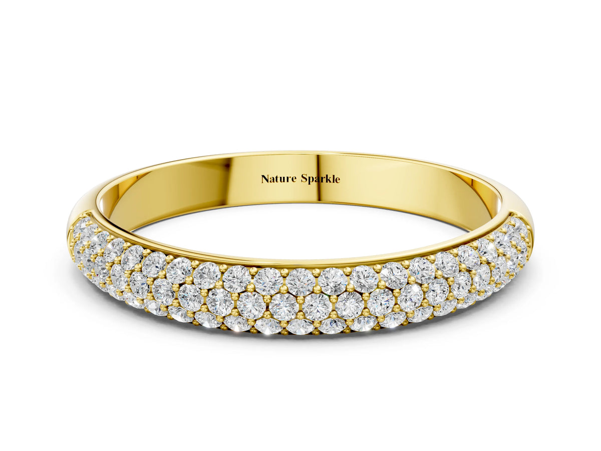 Yellow gold Pavé Round Diamond White Gold Eternity Band
