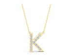 Yellow gold Pavé Round Prong Set Initial Pendant_1