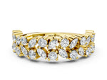 Yellow gold Pave Marquise and Round Diamond Eternity Band with Prong Setting
