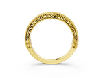 Yellow gold Pave Round Diamond Curved Milgrain Band_3