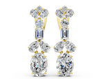 Yellow gold Pear, Baguette and Oval Diamond Monaco Drop Earrings