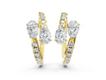 Yellow gold Pear Cut Diamond Bypass Huggie Hoop Earrings