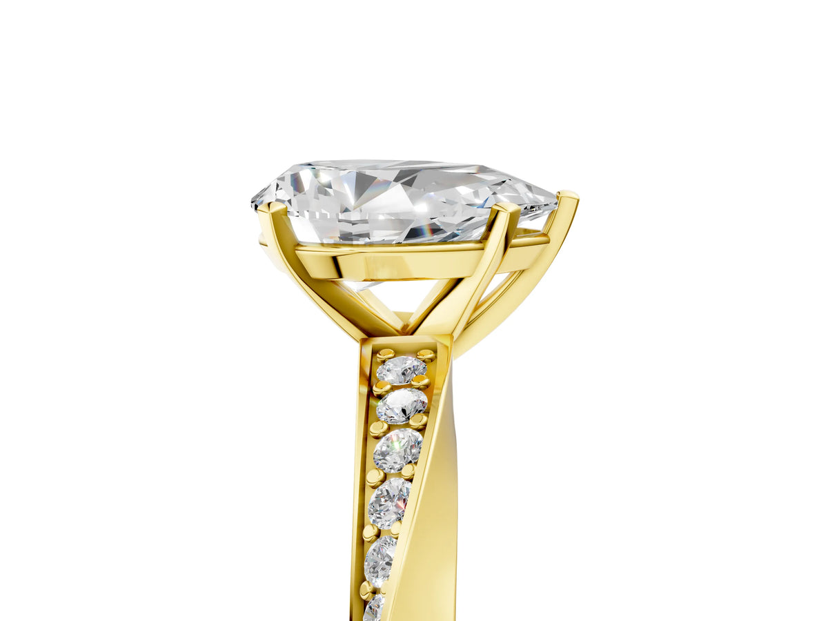 Yellow gold Pear Cut Diamond Engagement Ring with Side Stone Accents and Four-Prong Setting_5
