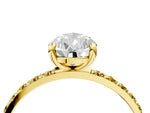 Yellow gold Pear Cut Diamond Solitaire Ring with Round Yellow Sapphire Pavé Band and Prong Setting_4