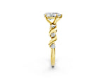 Yellow gold Pear Cut Diamond Solitaire Twisted Band with Round Accents and Prong Setting_2