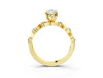 Yellow gold Pear Cut Diamond Solitaire Twisted Band with Round Accents and Prong Setting_3