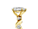 Yellow gold Pear Cut Diamond Solitaire Twisted Band with Round Accents and Prong Setting_5