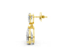 Yellow gold Pear Cut Diamond Two Stone Drop Earrings_1