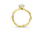 Yellow gold Pear Cut Solitaire Diamond Ring with Bamboo Band and Four-Prong Setting_3