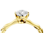 Yellow gold Pear Cut Solitaire Diamond Ring with Bamboo Band and Four-Prong Setting_4