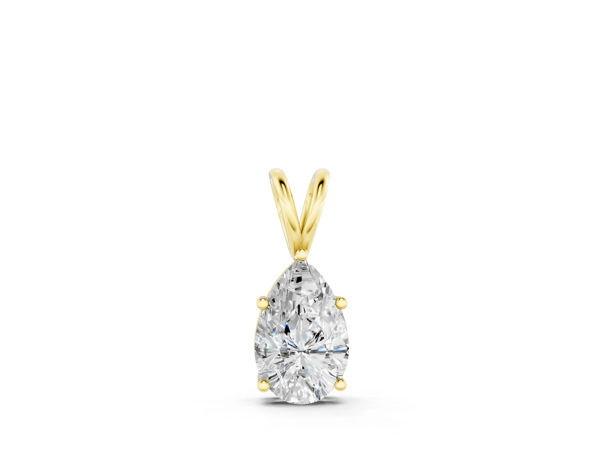 Yellow gold Pear Cut Solitaire Pendant with Three-Prong Setting