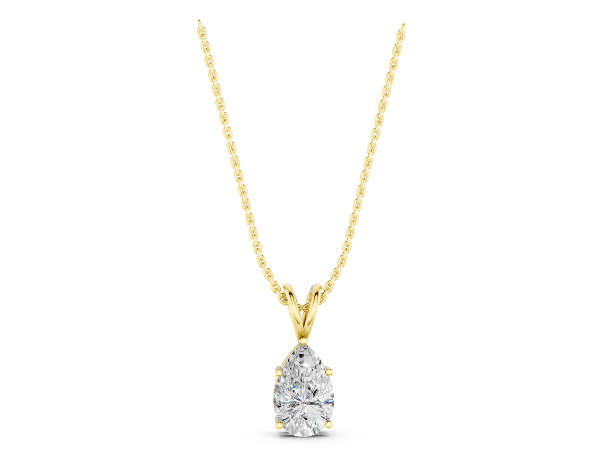 Yellow gold Pear Cut Solitaire Pendant with Three-Prong Setting_1