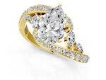 Yellow gold Pear Cut Solitaire with Pavé Twist Band and Four-Prong Setting_1
