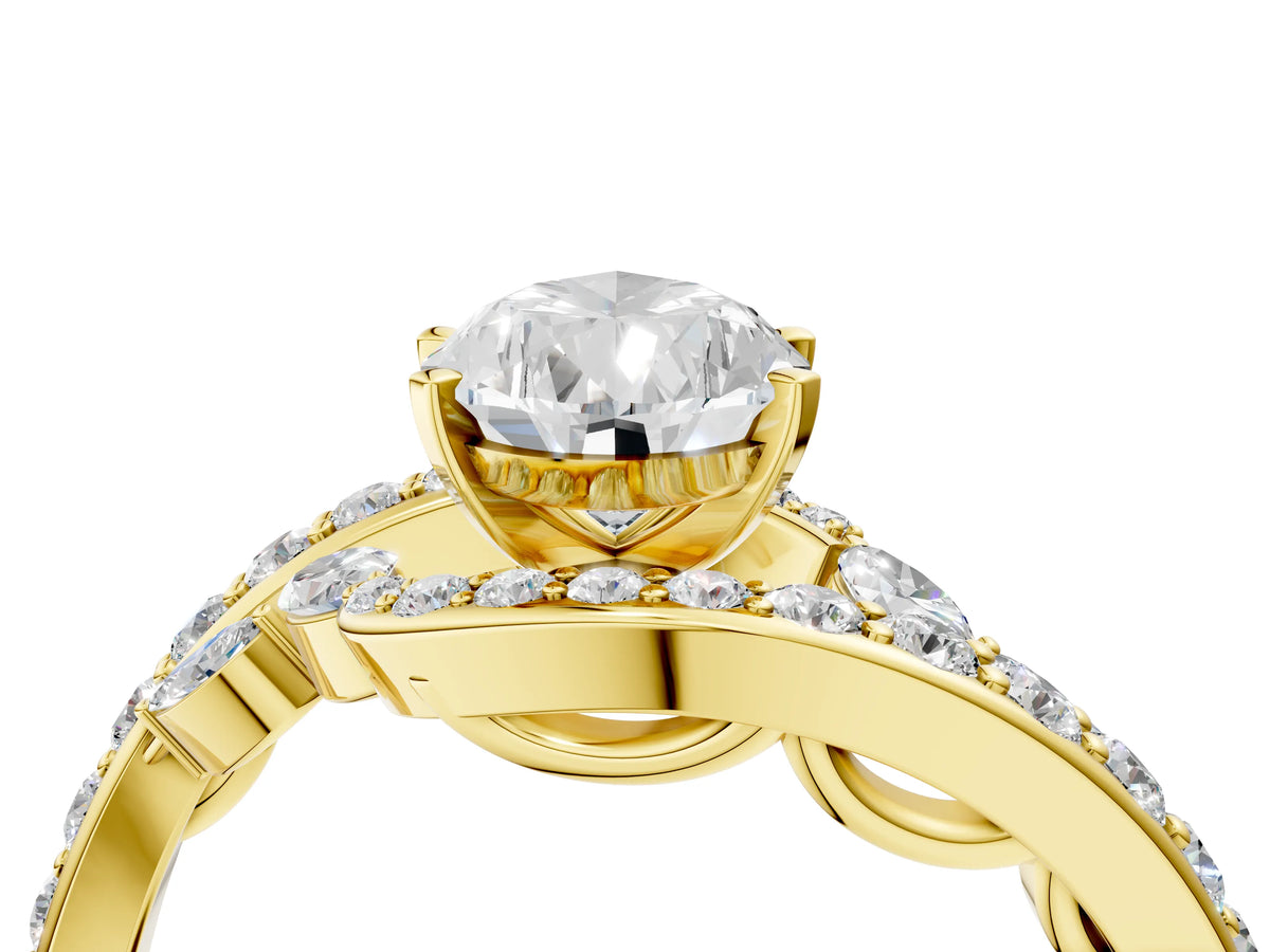 Yellow gold Pear Cut Solitaire with Pavé Twist Band and Four-Prong Setting_4
