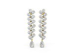 Yellow gold Pear Diamond Cascading Leaf Drop Earrings