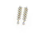 Yellow gold Pear Diamond Cascading Leaf Drop Earrings_1