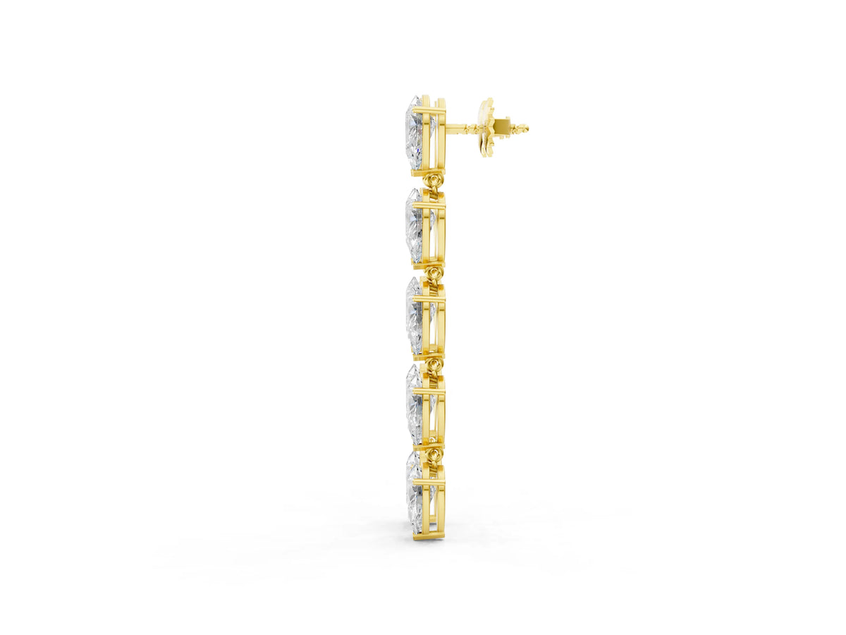 Yellow gold Pear Diamond Dangle Earrings with Pear Diamond Accents_1