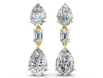 Yellow gold Pear Diamond Drop Earrings with Emerald and Pear Lab Grown Diamond Accents