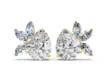 Yellow gold Pear Diamond Fan Stud Earrings with Marquise Lab Grown Diamond Accents