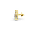 Yellow gold Pear Diamond Fan Stud Earrings with Marquise Lab Grown Diamond Accents_1