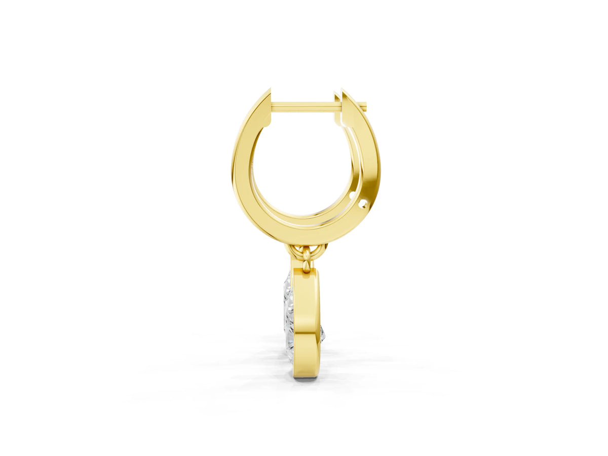 Yellow gold Pear Diamond Framed Huggie Drop Earrings_1