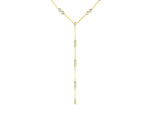 Yellow gold Pear Diamond Lariat Necklace with Station Accents