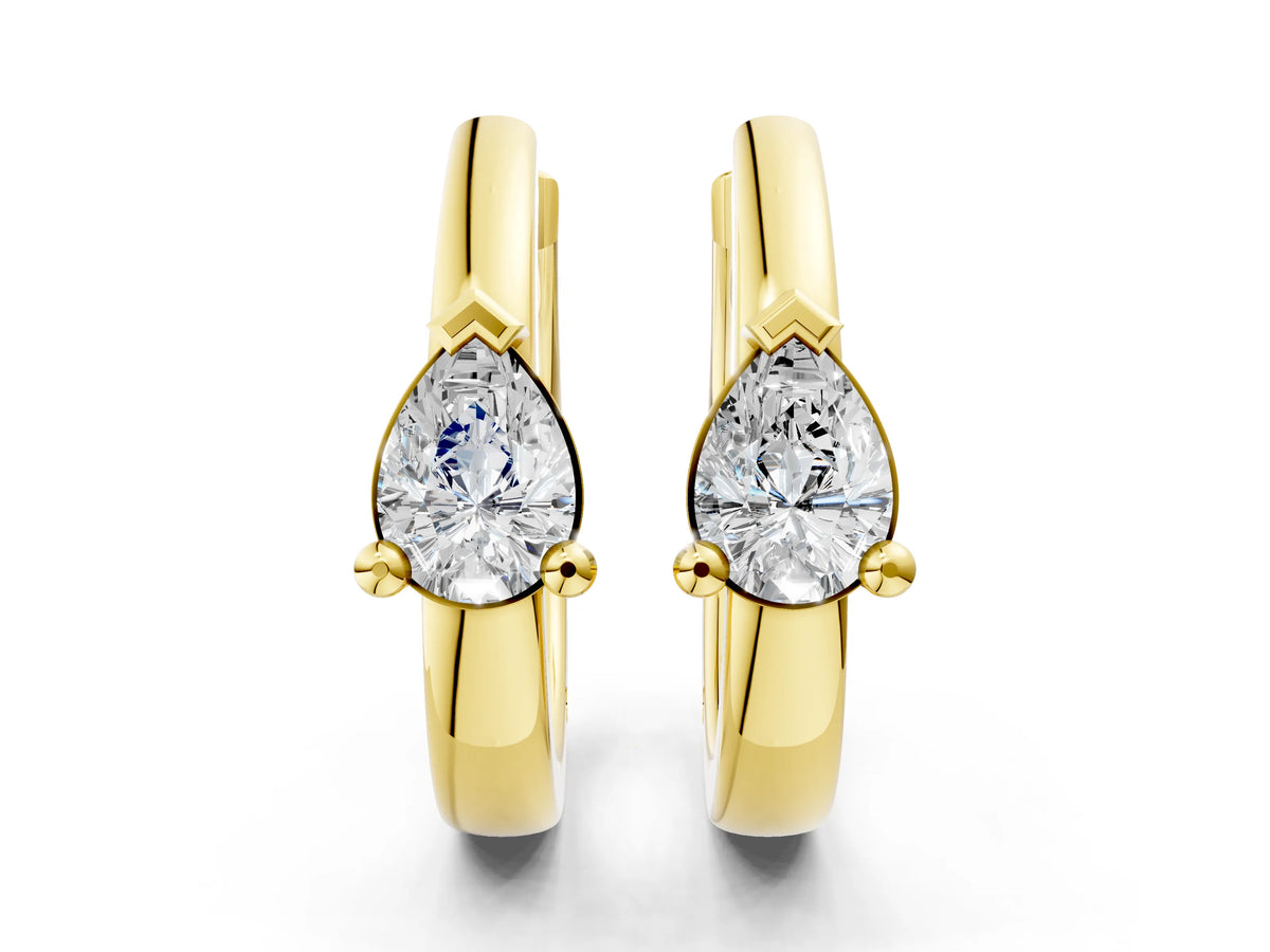Yellow gold Pear Diamond Mini Huggie Hoop Earrings