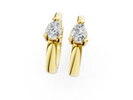 Yellow gold Pear Diamond Mini Huggie Hoop Earrings_1