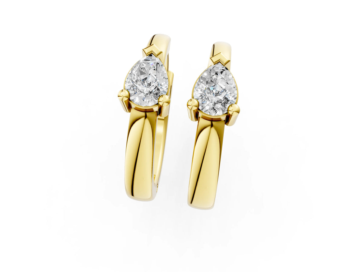 Yellow gold Pear Diamond Mini Huggie Hoop Earrings_1