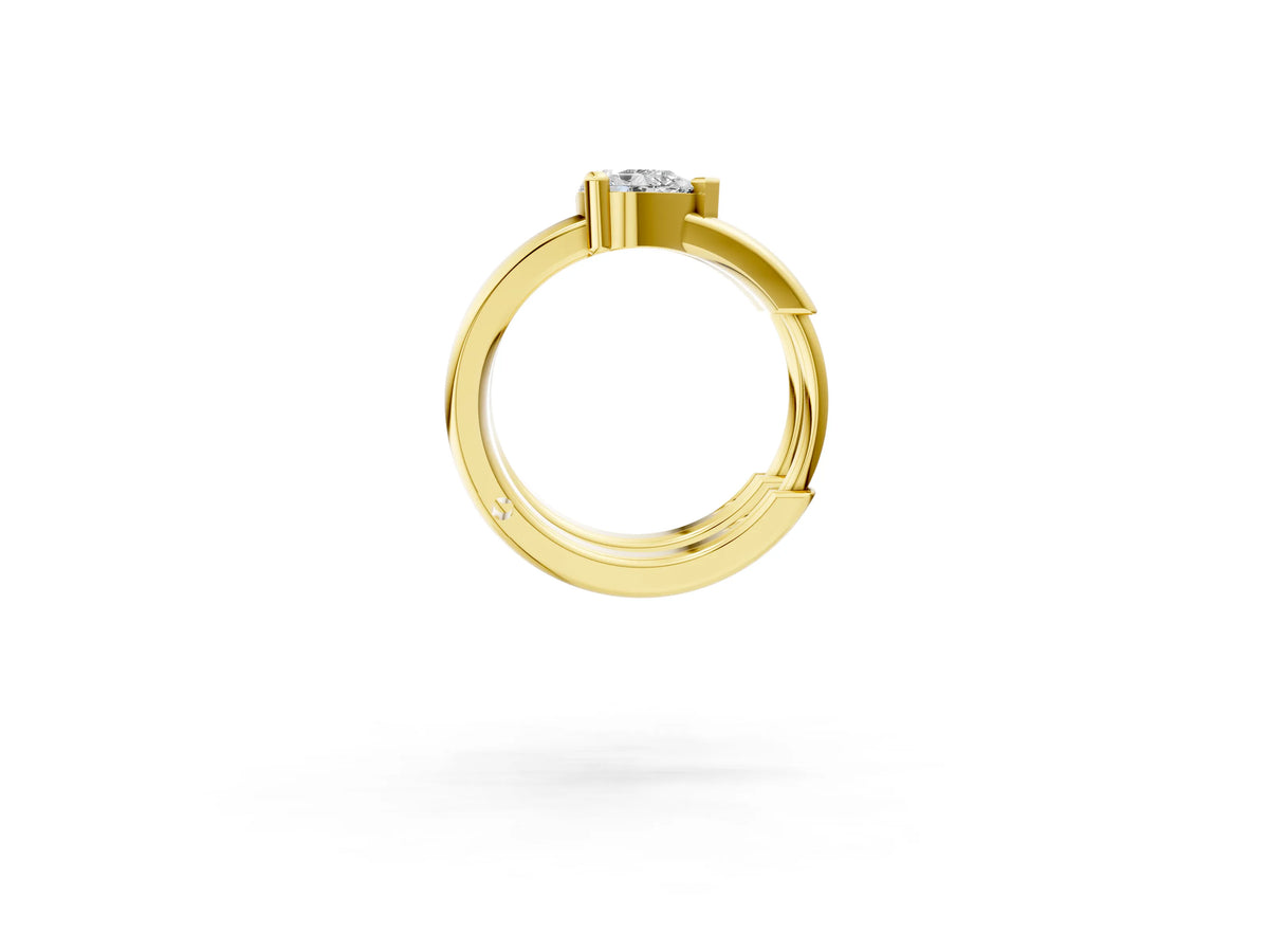 Yellow gold Pear Diamond Mini Huggie Hoop Earrings_2