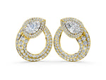 Yellow gold Pear Diamond Open Teardrop Stud Earrings