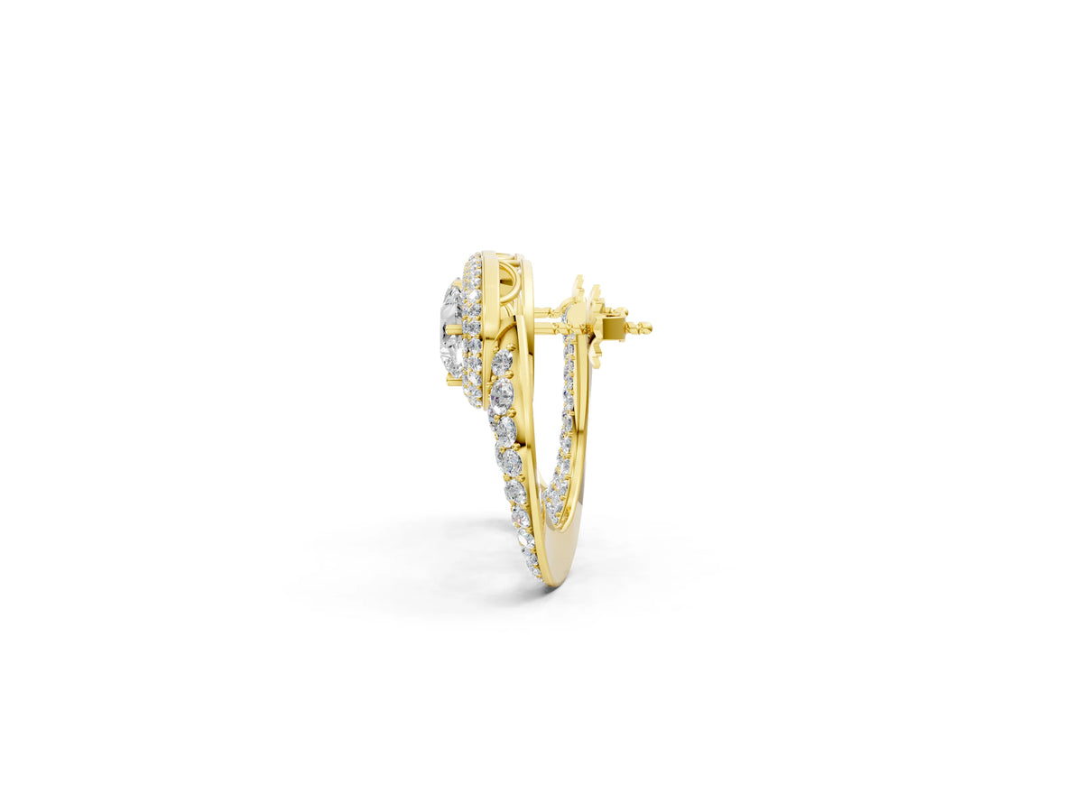 Yellow gold Pear Diamond Open Teardrop Stud Earrings_1