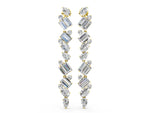 Yellow gold Pear, Emerald, and Round Diamond Linear Drop Earrings