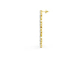 Yellow gold Pear, Emerald, and Round Diamond Linear Drop Earrings_1